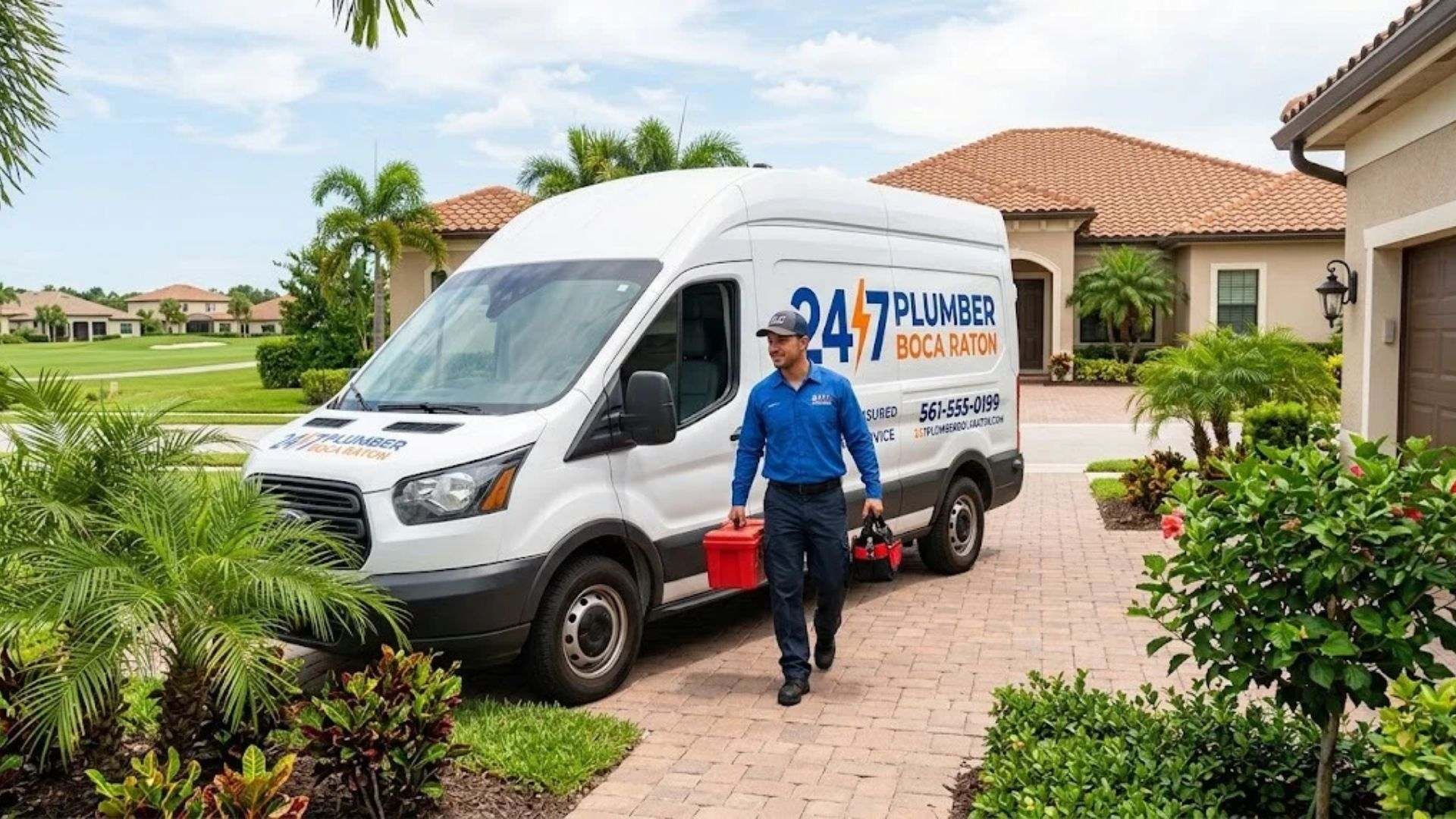Boca Raton 24/7 Plumbing technician arriving for a service call