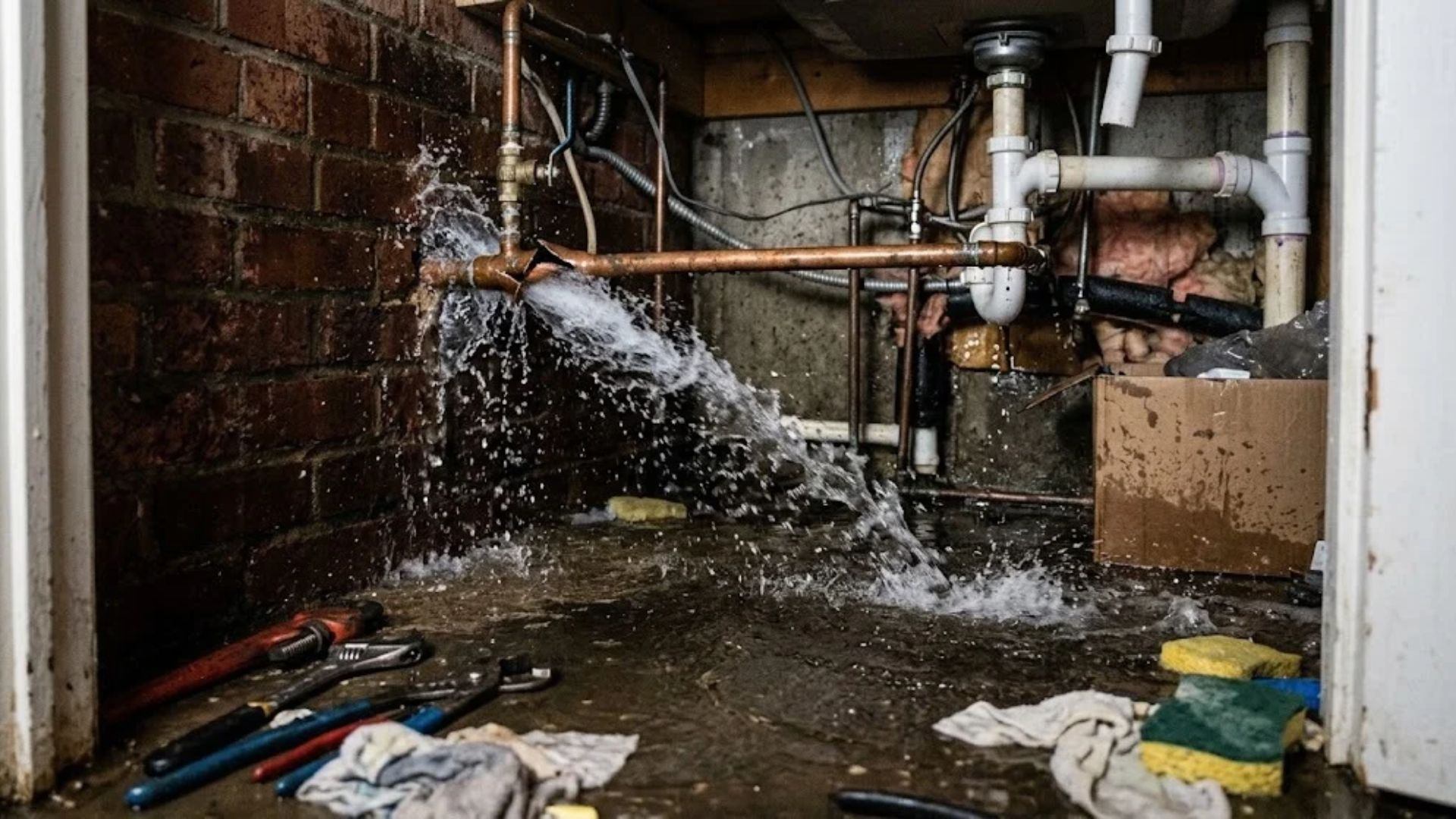 Homeowner shutting off the main water valve