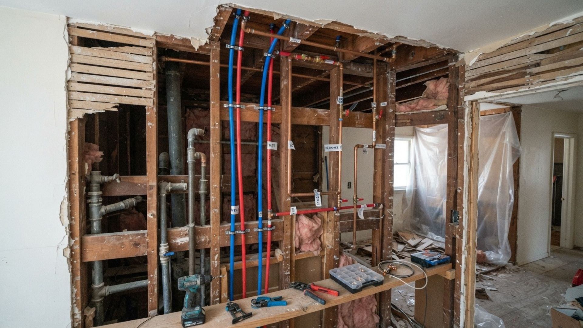 Plumber servicing commercial plumbing at a Boca Raton business